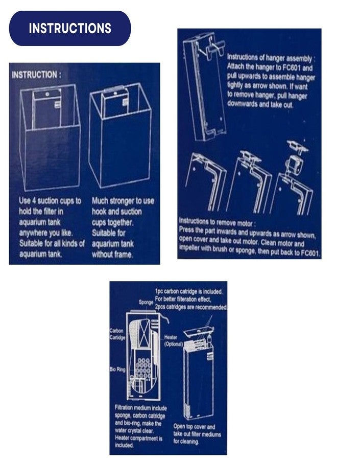 صندوق فلتر داخلي TUNAI Dophin FC-601 لأحواض أسماك الزينة | مناسب للمياه العذبة والمالحة | معدل التدفق: 670 لتر/ساعة | مناسب لأحواض سعة 130 لترًا - Image 5
